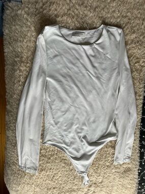 Babaton White Long-Sleeve Thong Bodysuit